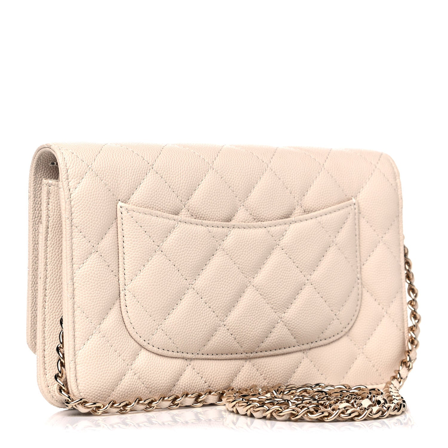 Chanel Caviar Quilted Wallet On Chain WOC Light Beige 3 of 12