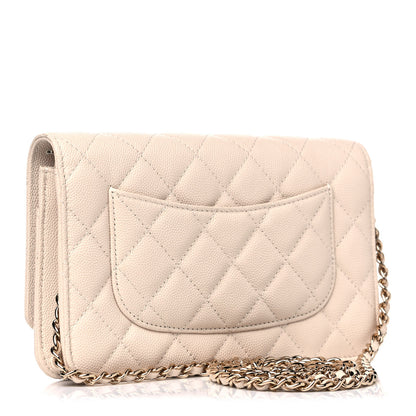 Chanel Caviar Quilted Wallet On Chain WOC Light Beige 3 of 12