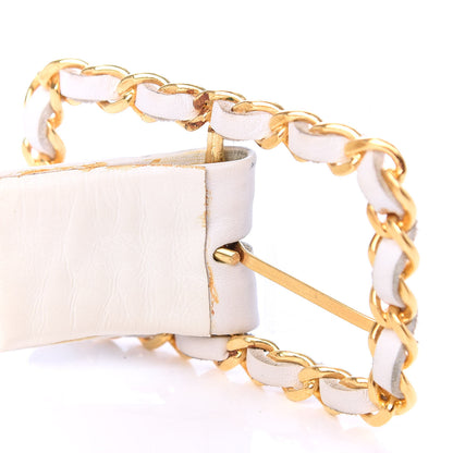 Chanel Lambskin Chain CC Belt 85 34 White 7 of 9