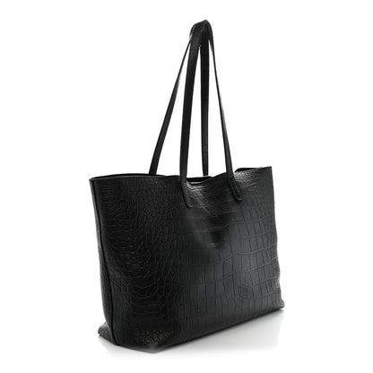 Saint Laurent Calfskin Crocodile Embossed Shopping Tote Black 4 of 16