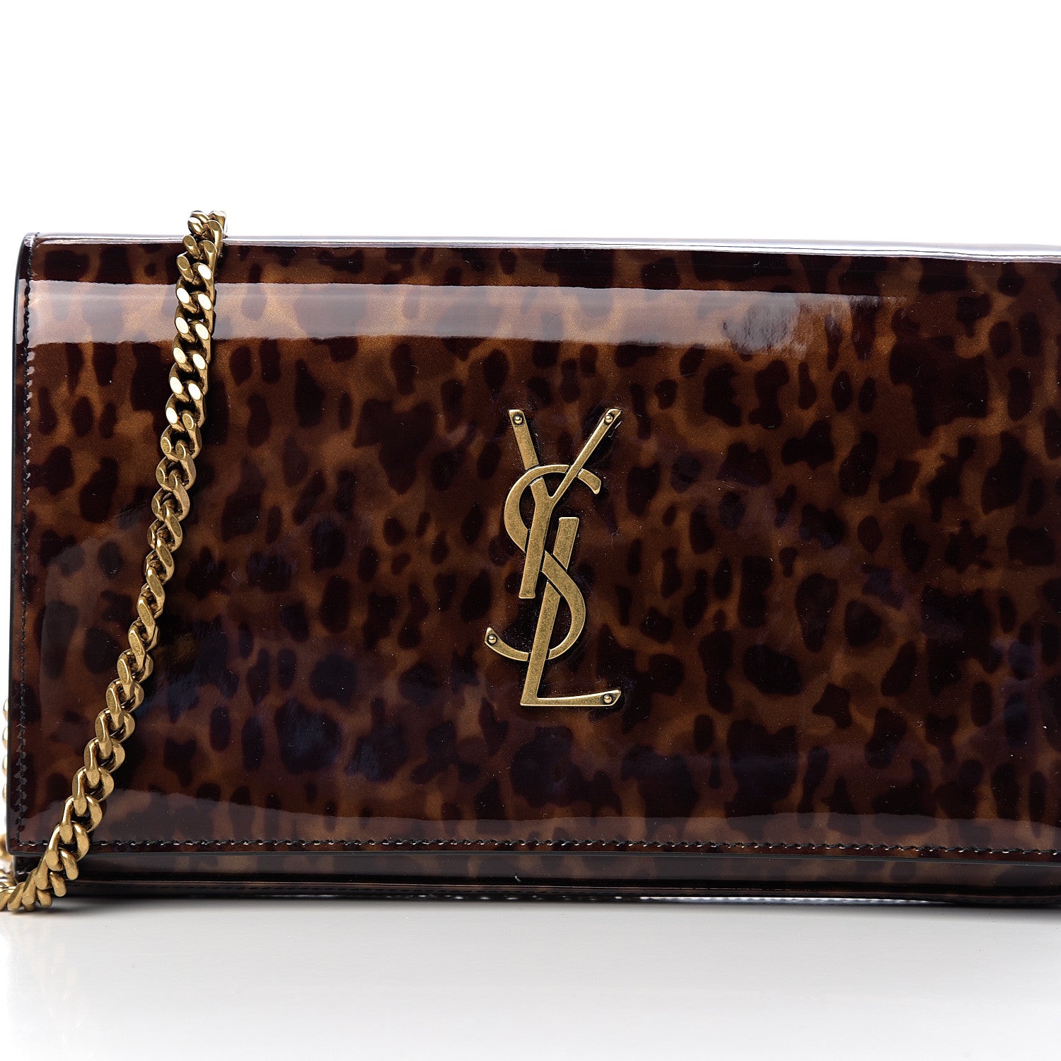 Saint Laurent Patent Monogram Chain Wallet Tortoiseshell 8 of 8