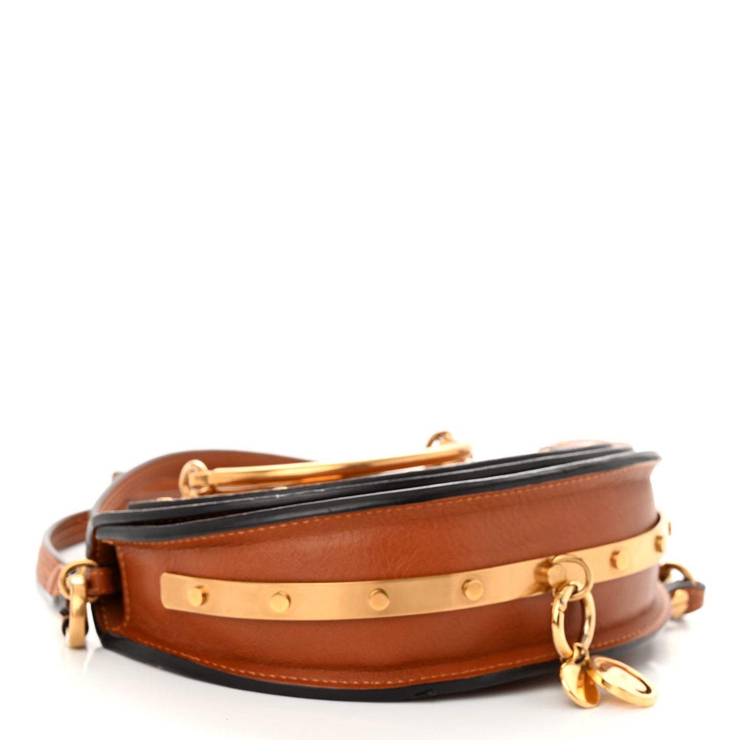 Calfskin Small Nile Bracelet Minaudiere Bag Caramel