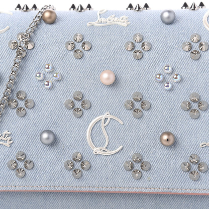 Christian Louboutin Denim Calfskin Patent Pearl Spikes Loubinthesky Paloma Clutch Paloma Blue 10 of 10