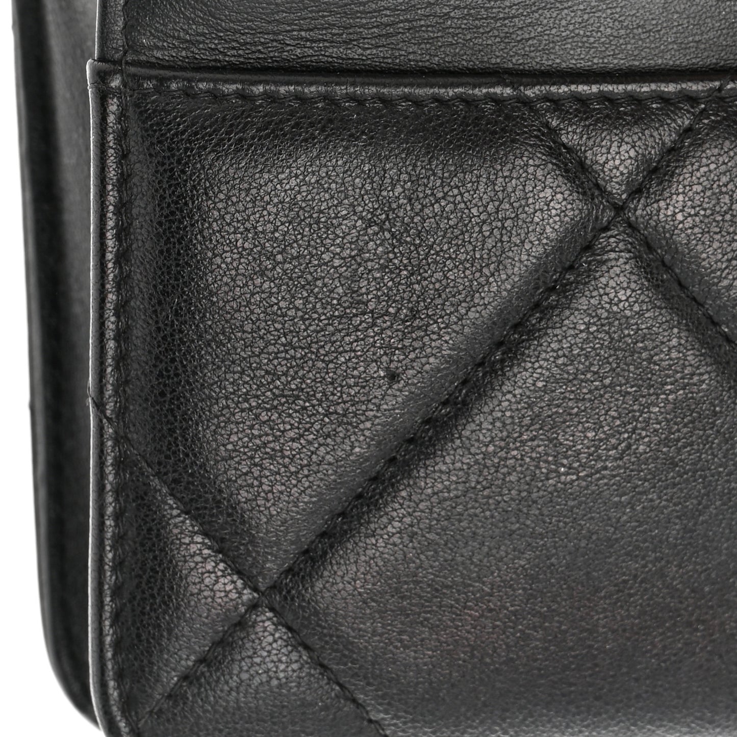 Shiny Goatskin Quilted Chanel 19 Wallet On Chain WOC Black