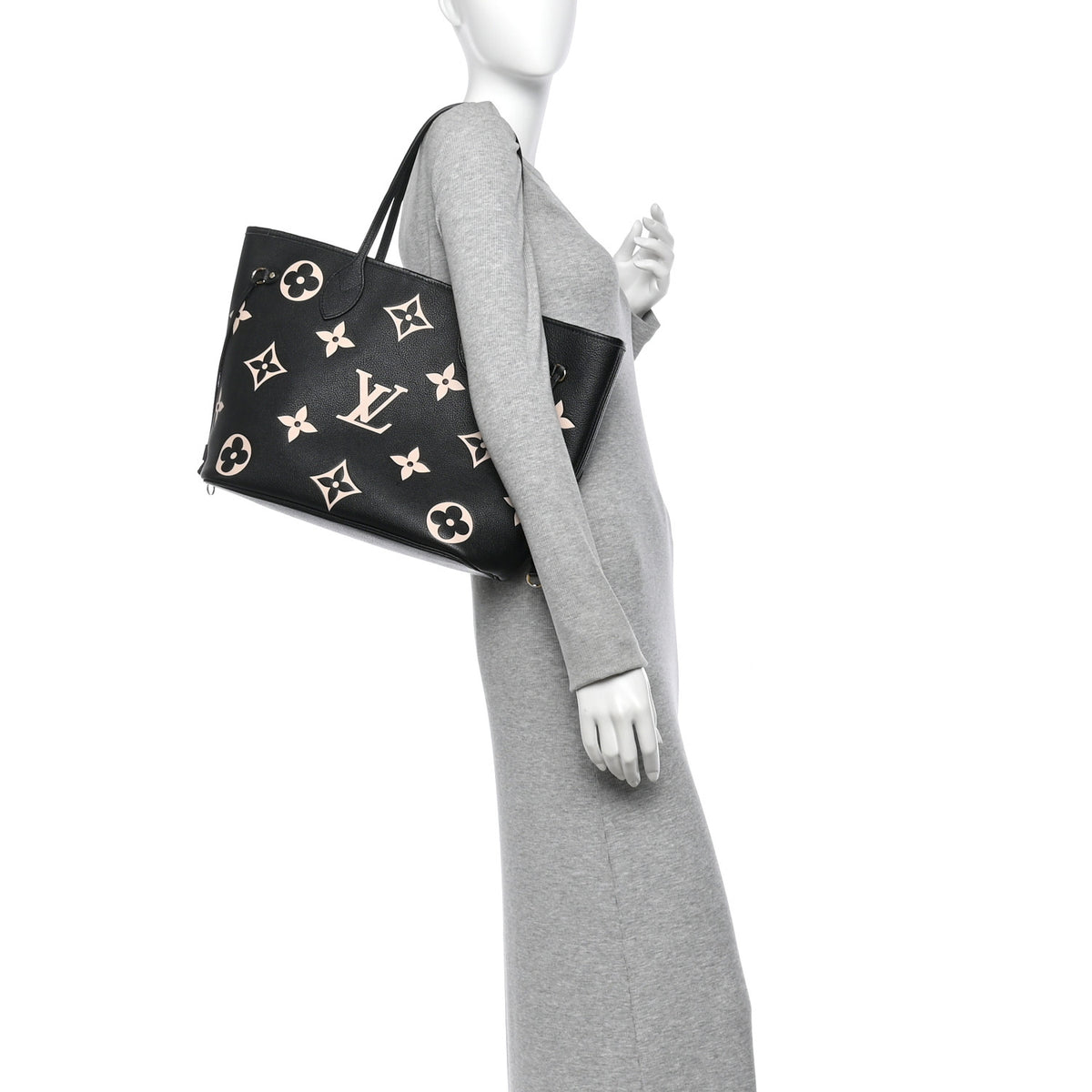 Louis Vuitton Empreinte Monogram Giant Neverfull MM Black Beige 2 of 13