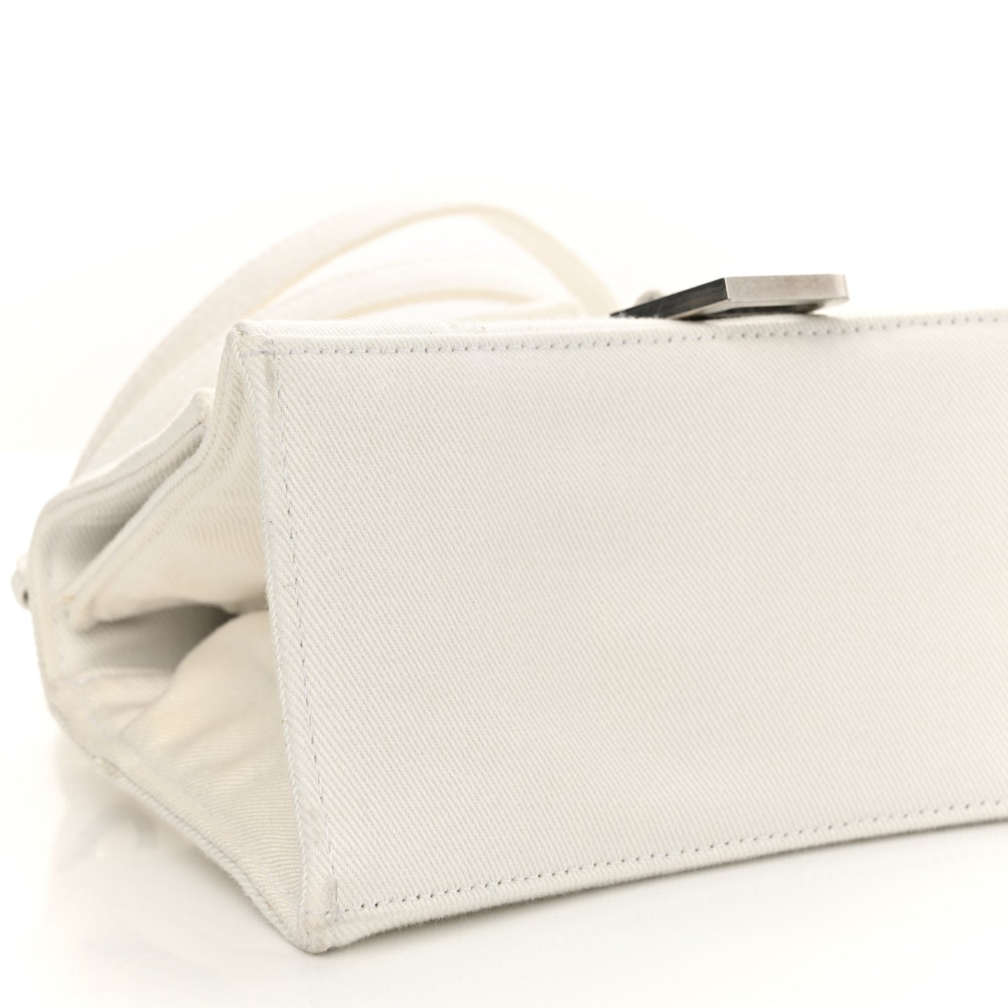 Cotton Canvas Small Hourglass Top Handle Bag White