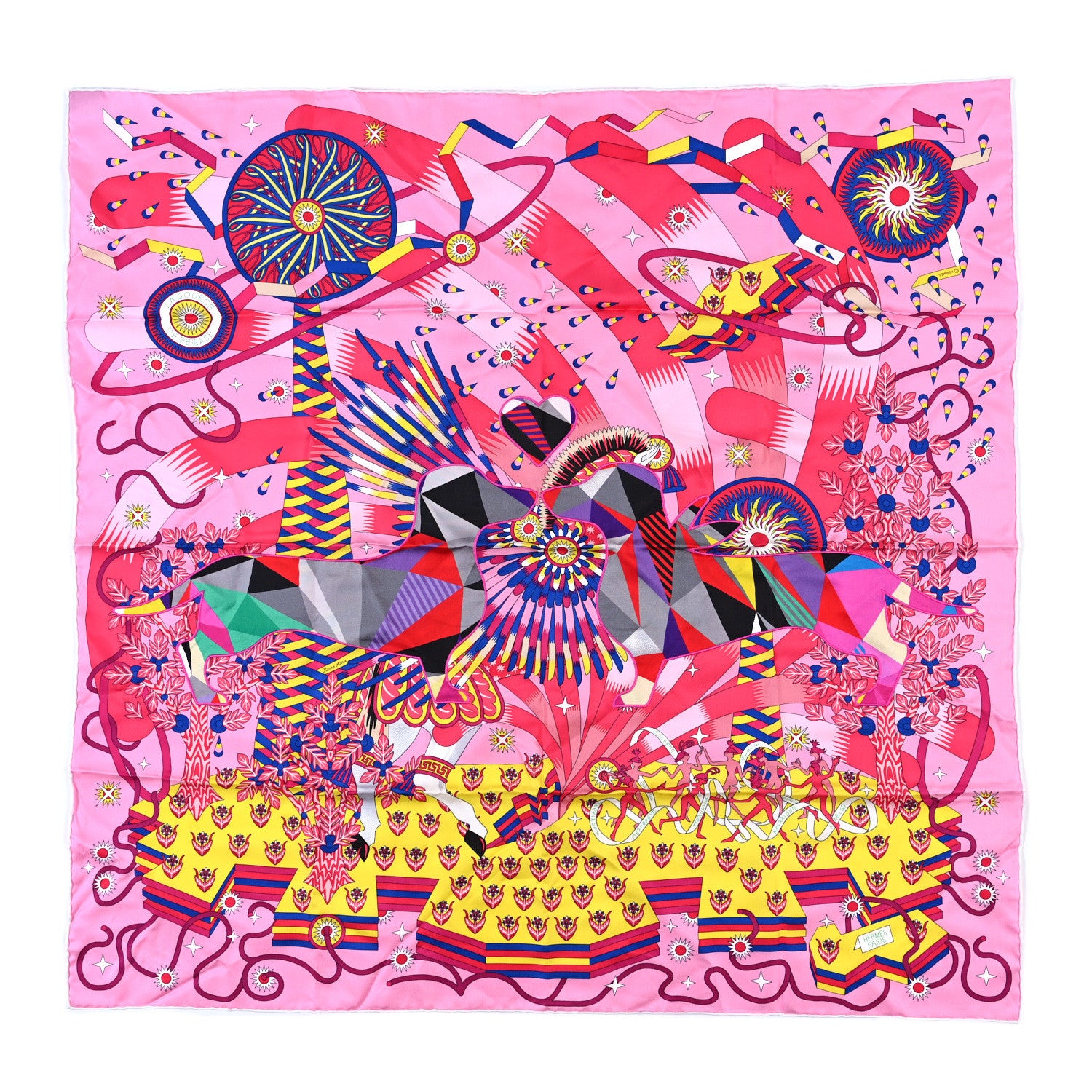 Hermes Silk Woof Woof Scarf 90 Rose 1 of 4