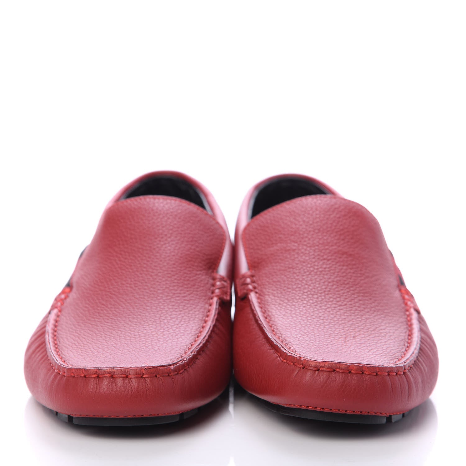 Gucci Calfskin Web Mens Driver Loafers 8.5 Red 2 of 6