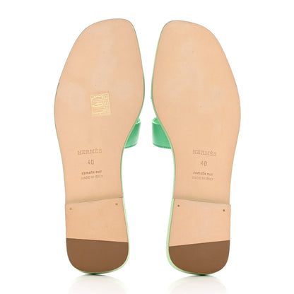 Hermes Epsom Oran Sandals 40 Vert Pomme 5 of 9