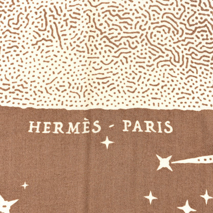 Hermes Silk Cashmere Clair De Lune Shawl 140 Camel White 2 of 3