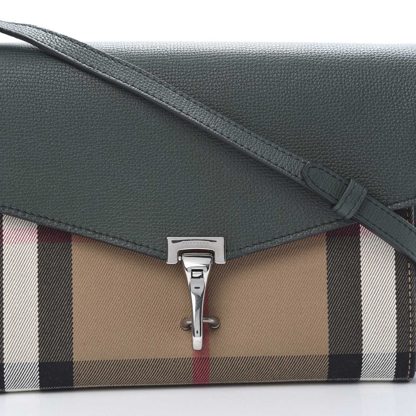 Derby Calfskin House Check Small Macken Crossbody Bag Dark Bottle Green
