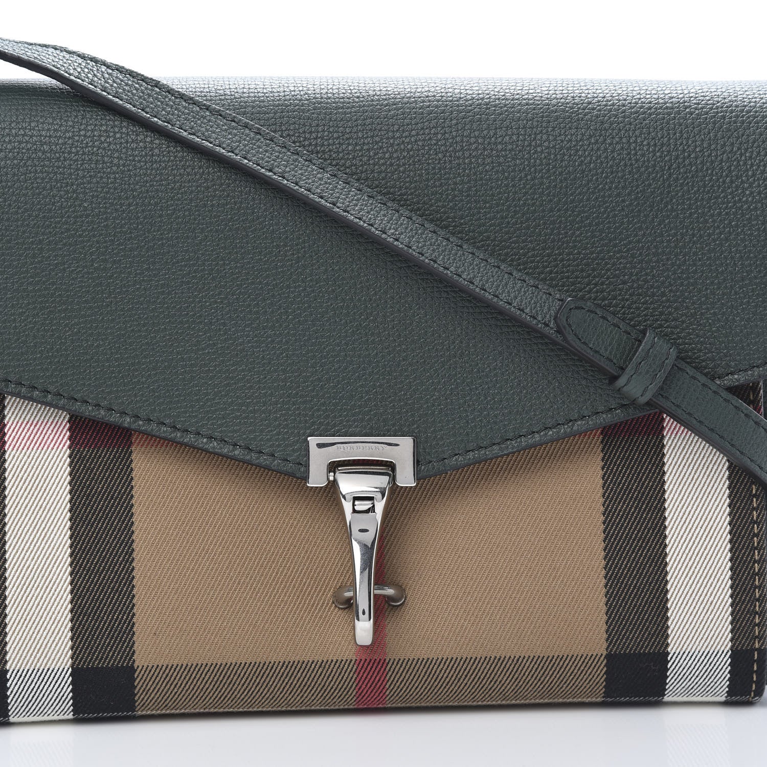 Burberry Derby Calfskin House Check Small Macken Crossbody Bag Dark Bottle Green 9 of 11
