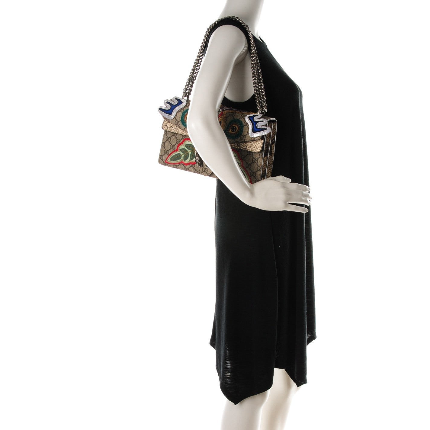 GG Supreme Monogram Python Embroidered Small Dionysus Shoulder Bag