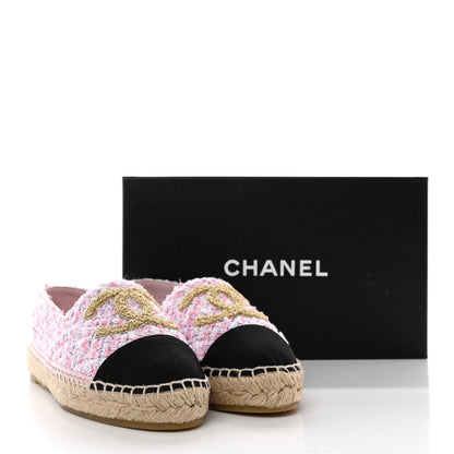 Chanel Tweed Grosgrain CC Espadrilles 37 Pink Black 10 of 10
