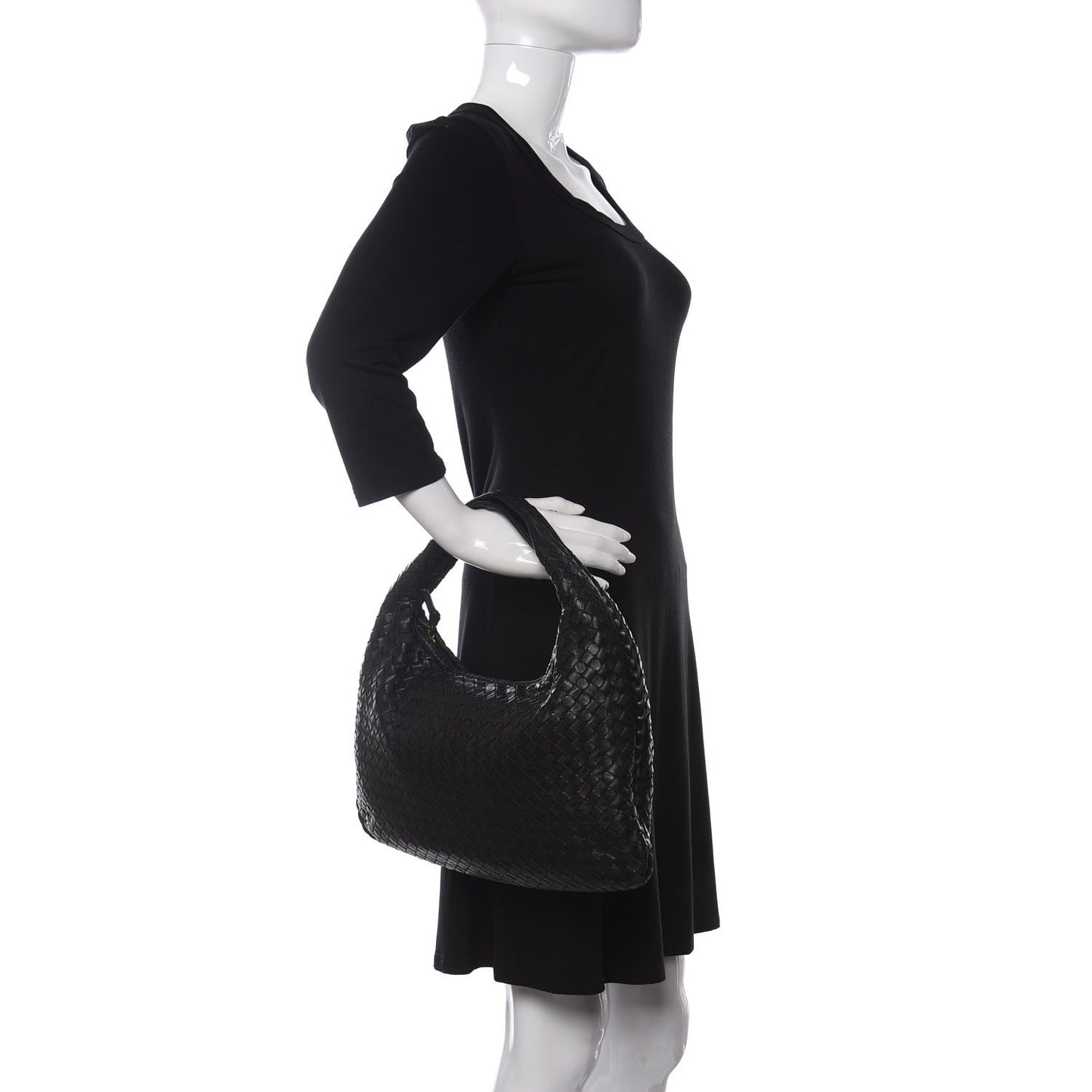 Nappa Intrecciato Medium Veneta Hobo Black