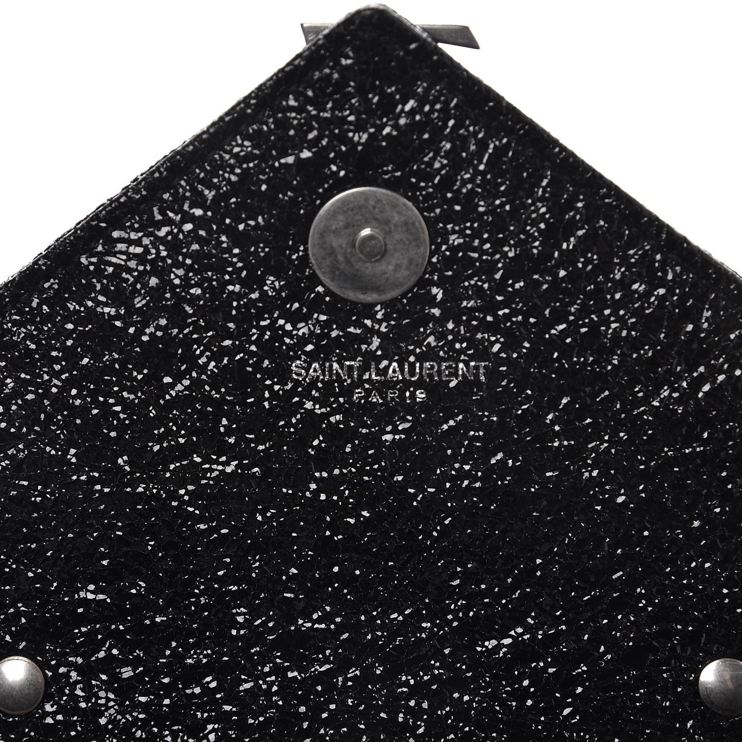 Metallic Crackled Calfskin Chevron Monogram Classic Baby Punk Chain Bag Black