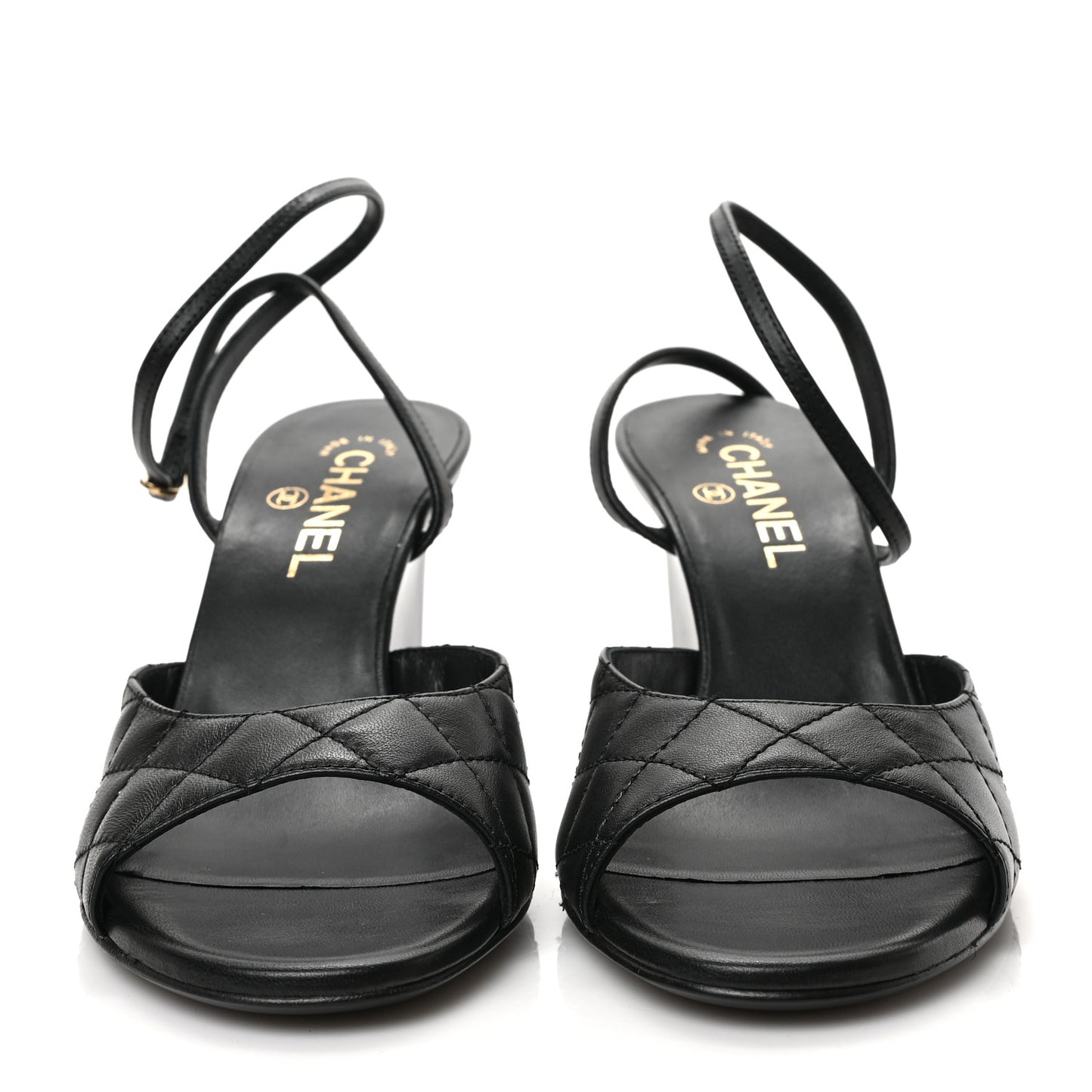 Lambskin Patent Quilted Wedge Sandals 39 Black