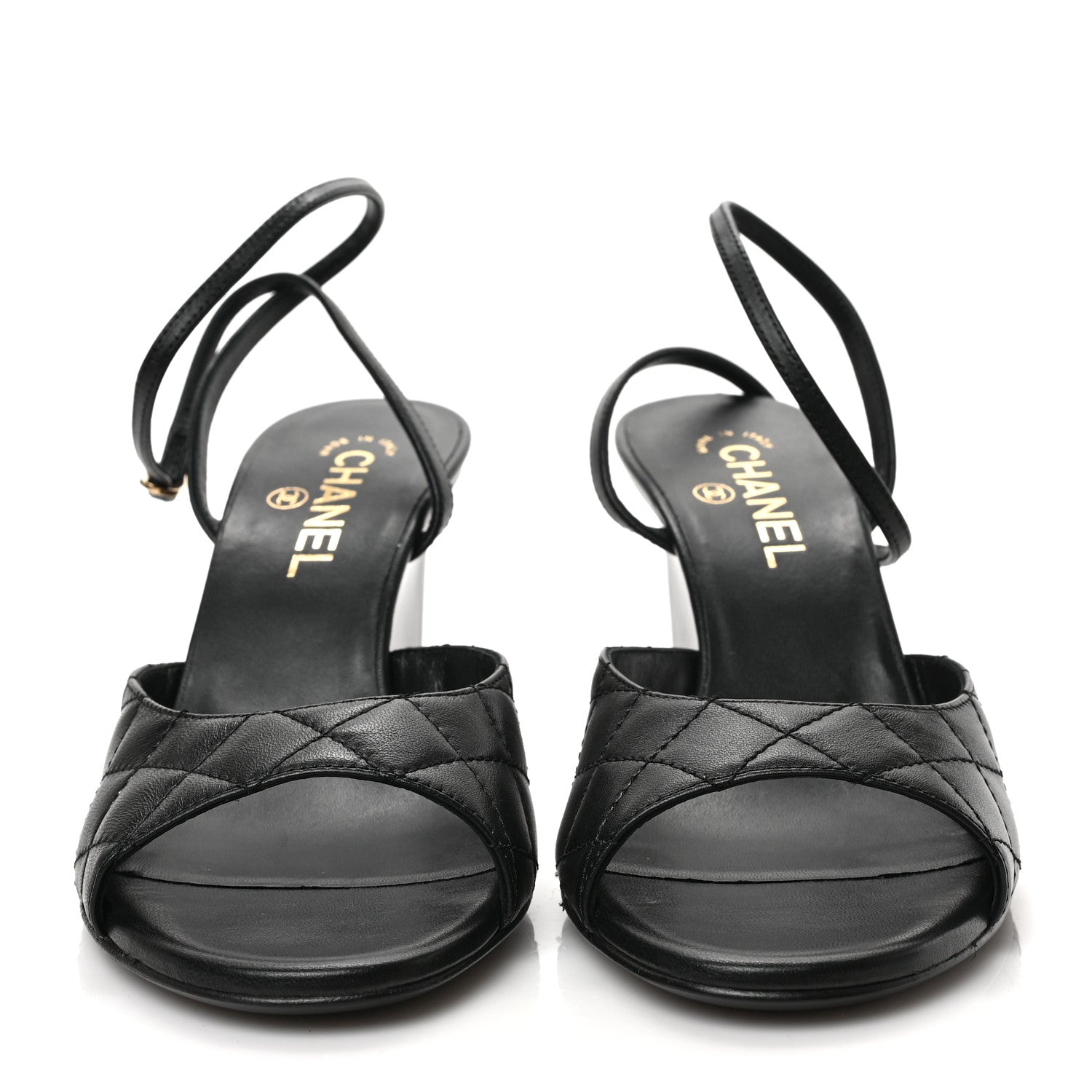 Chanel Lambskin Patent Quilted Wedge Sandals 39 Black 2 of 9