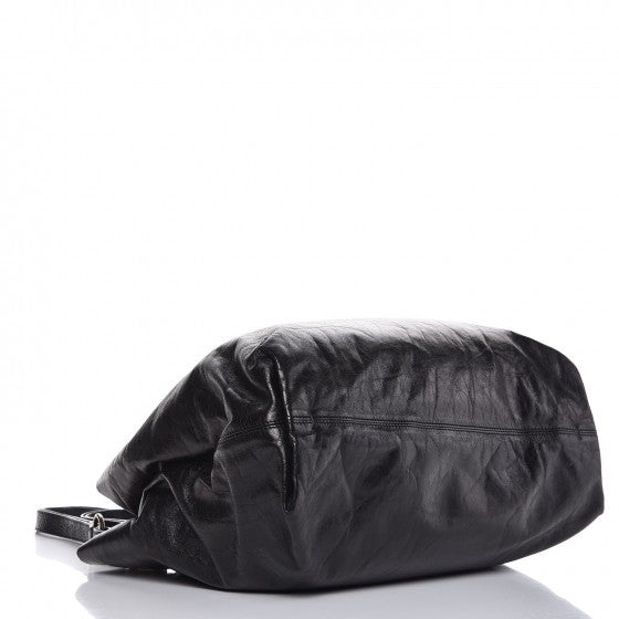 Crinkled Lambskin Tote Black