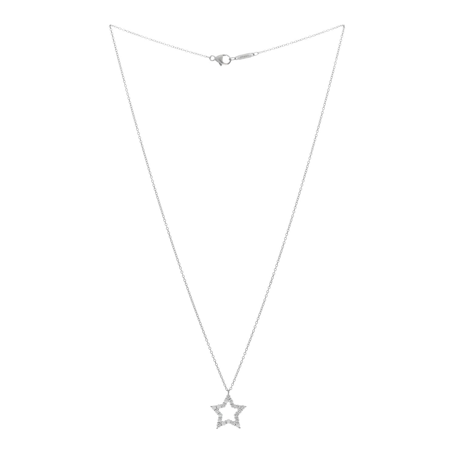 Tiffany Platinum Diamond Star Pendant Necklace 2 of 4