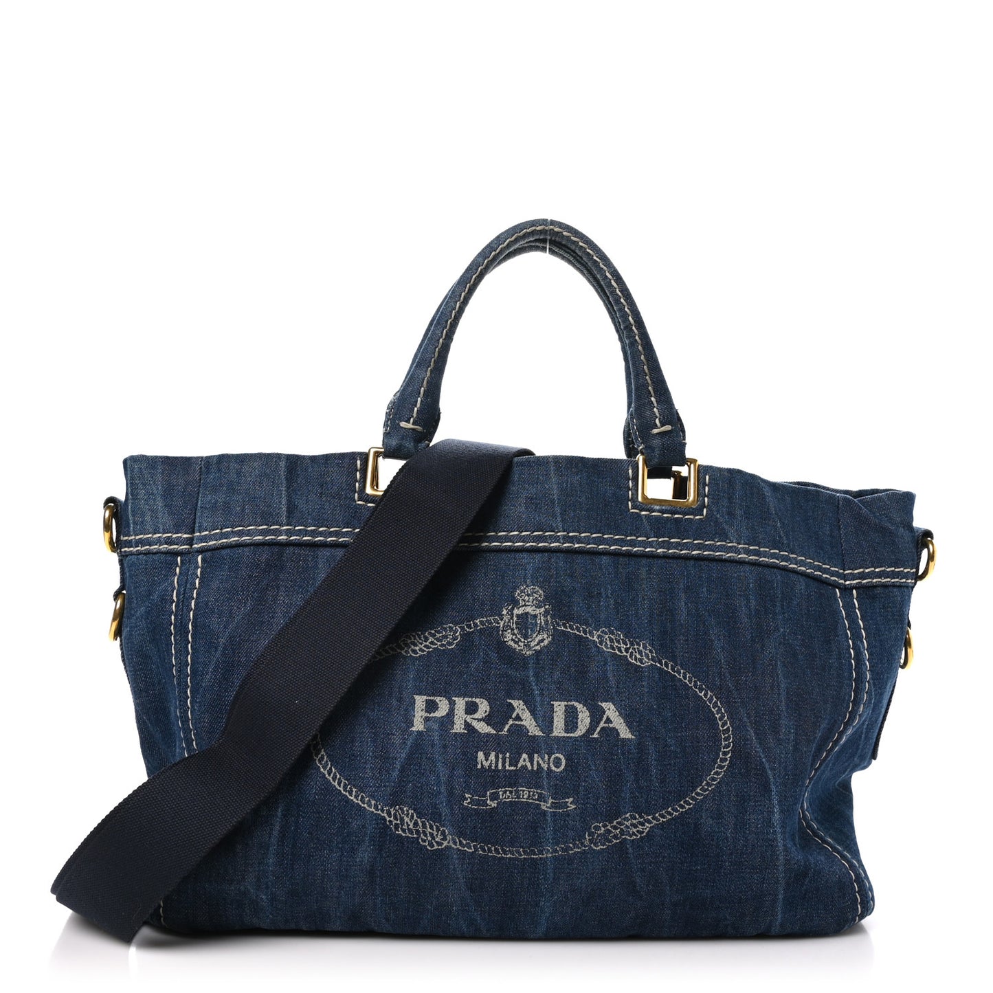 Denim Large Logo Shopping Tote