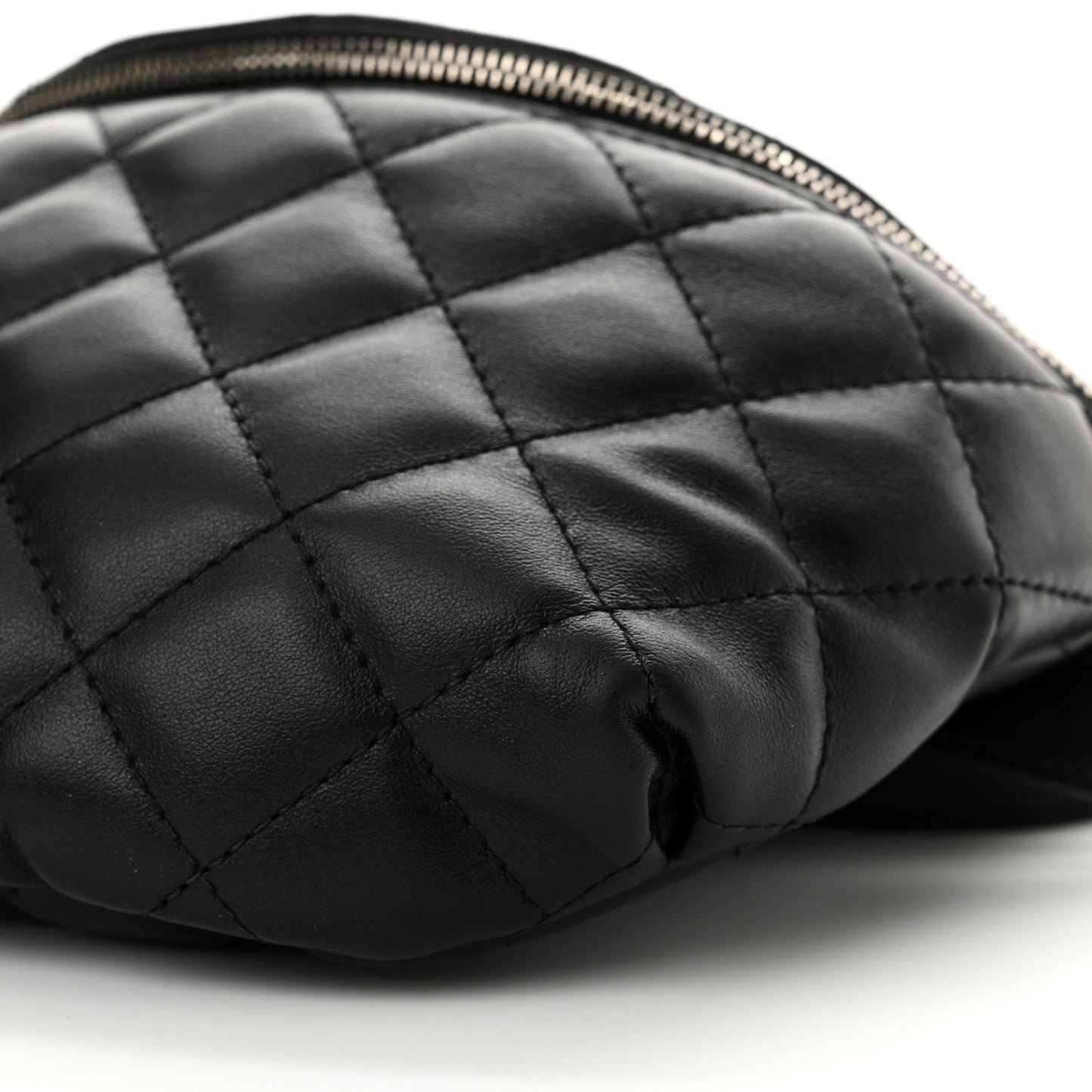 Calfskin Quilted Waist Belt Bag Black