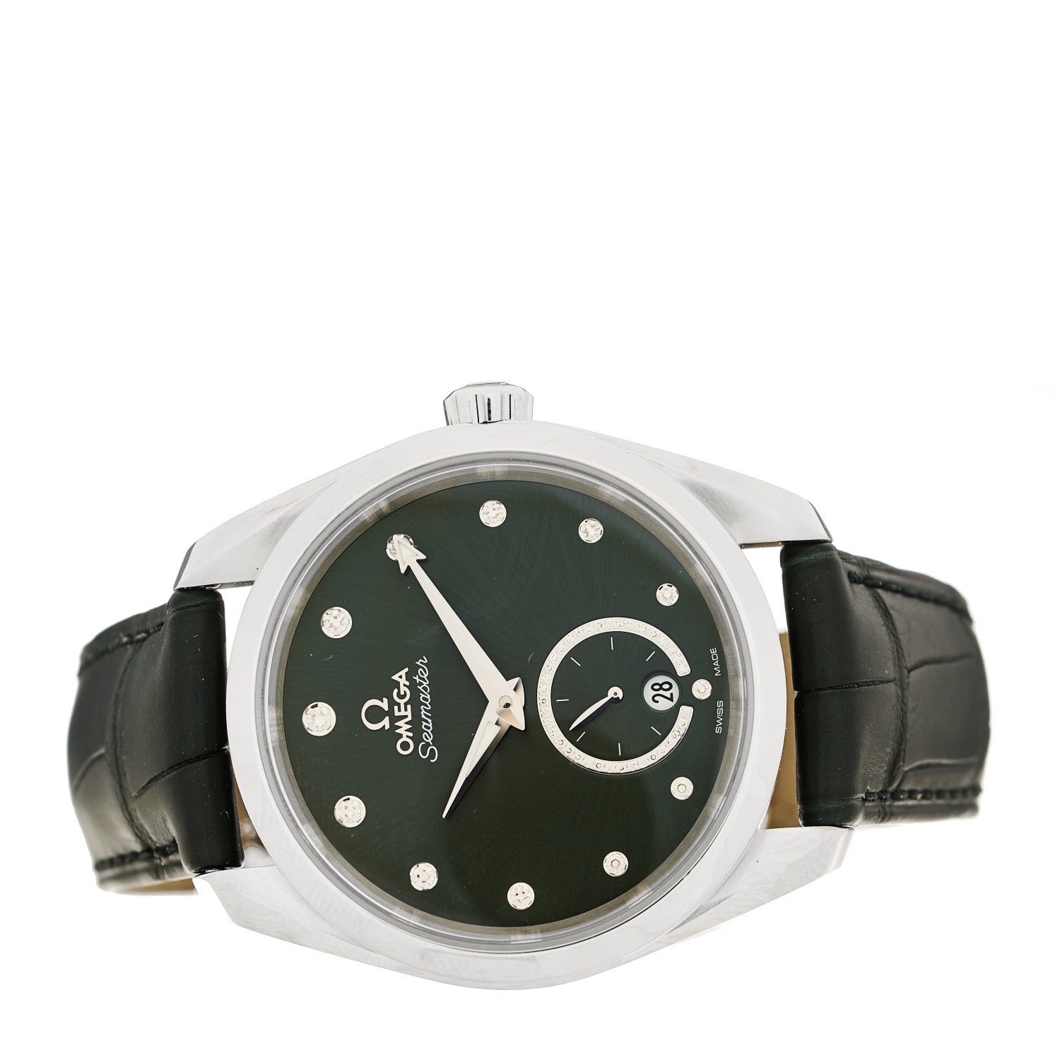 Omega Stainless Steel Alligator Diamond 38mm Seamaster Aqua Terra Co-Axial Automatic Watch Green 220.13.38.20.60.001 2 of 5