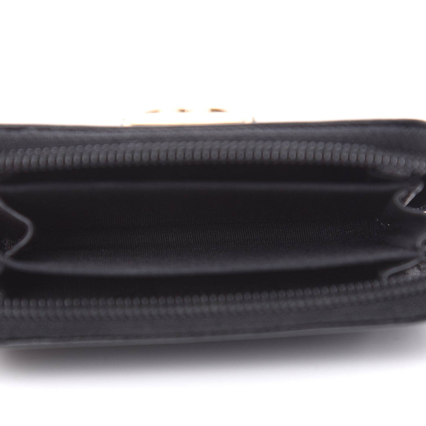 Lambskin Quilted Zip Around Boy Coin Purse Wallet Black