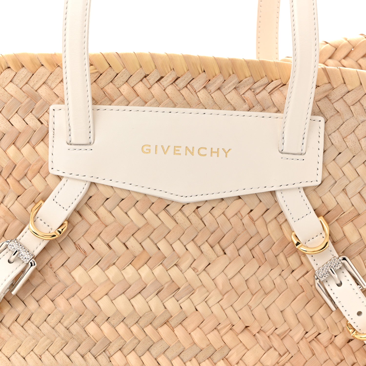Givenchy Raffia Woven Calfskin Voyou Basket Bag White 8 of 10