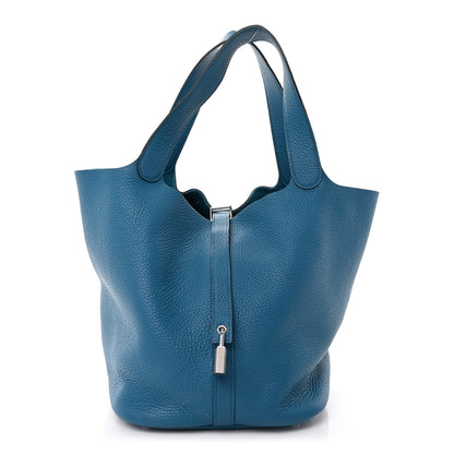 Hermes Taurillon Clemence Picotin Lock 26 GM Bleu Izmir 1 of 10