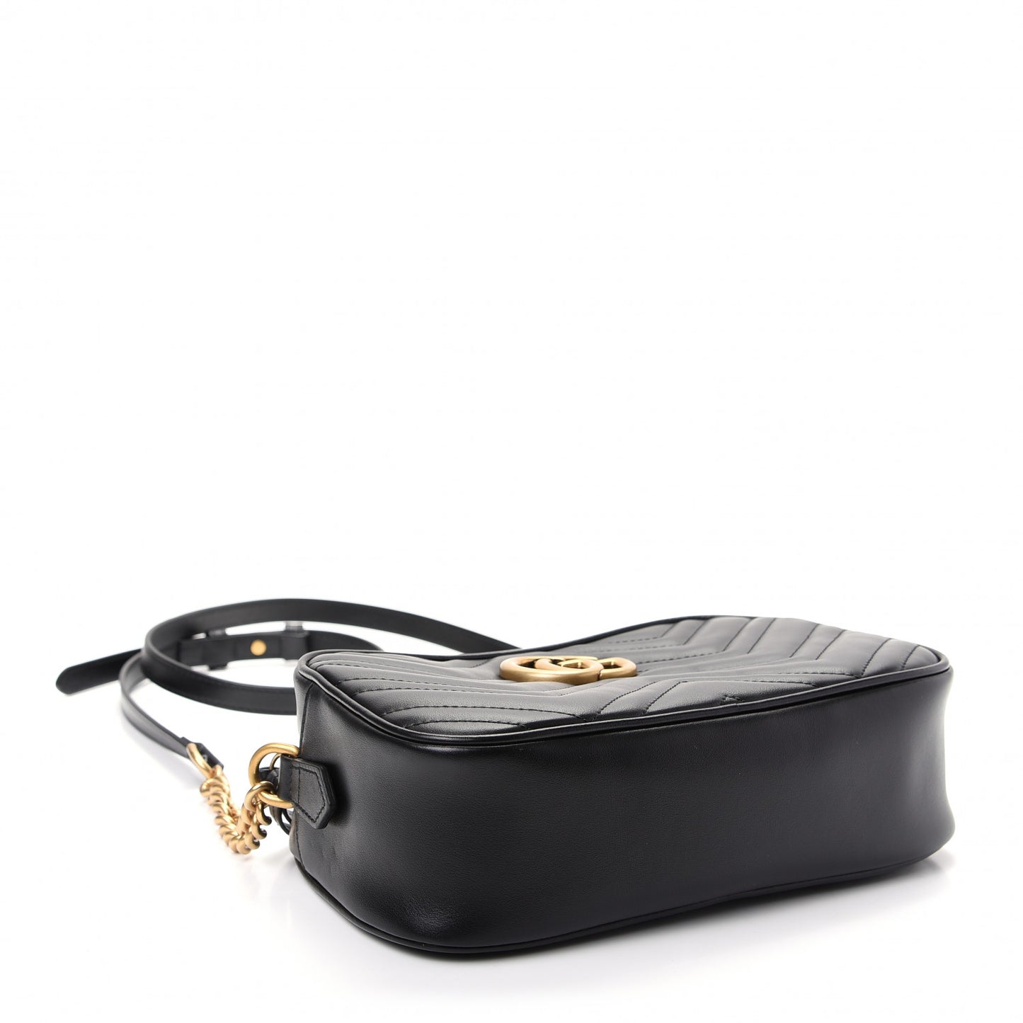 Calfskin Matelasse Small GG Marmont Chain Shoulder Bag Black