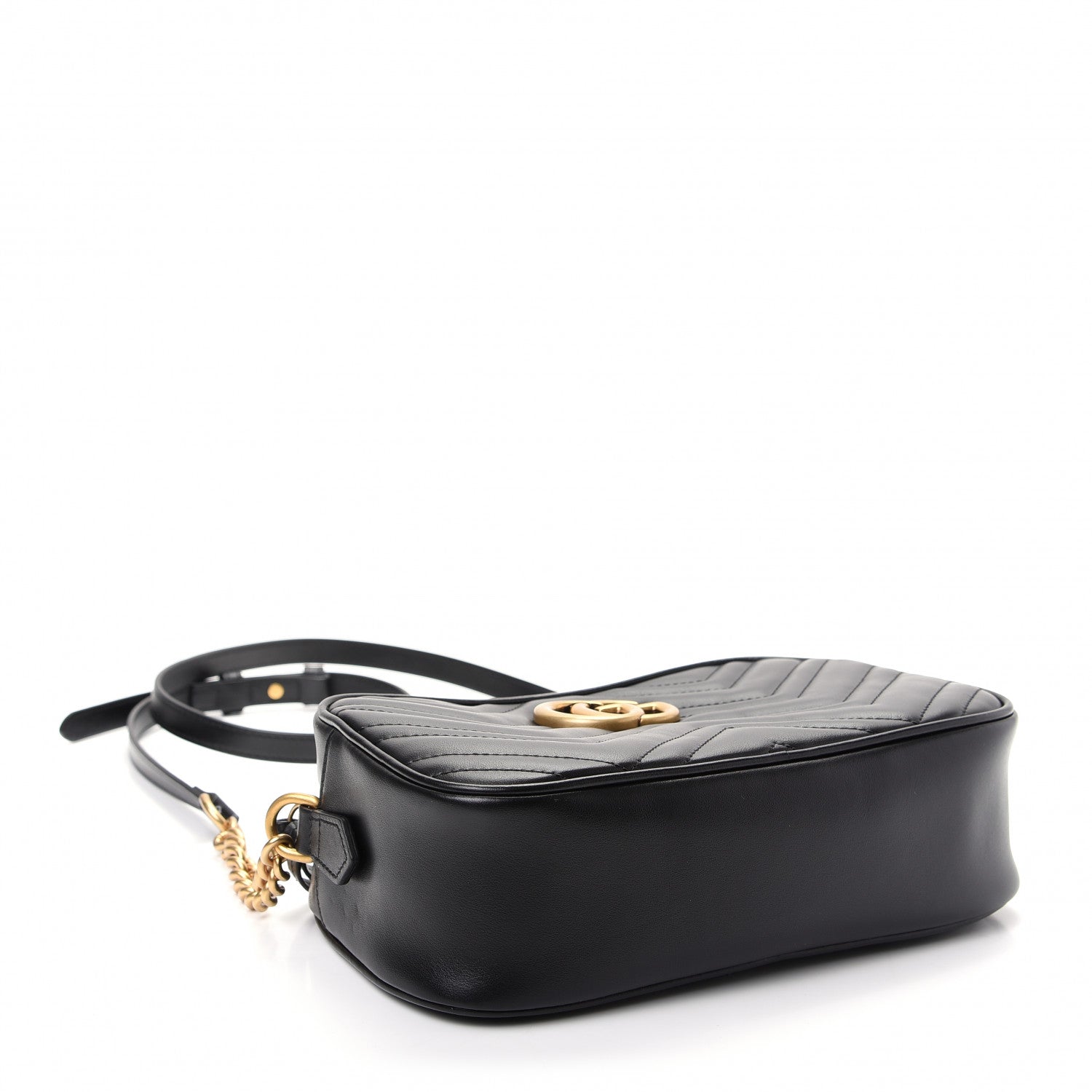 Gucci Calfskin Matelasse Small GG Marmont Chain Shoulder Bag Black 4 of 11