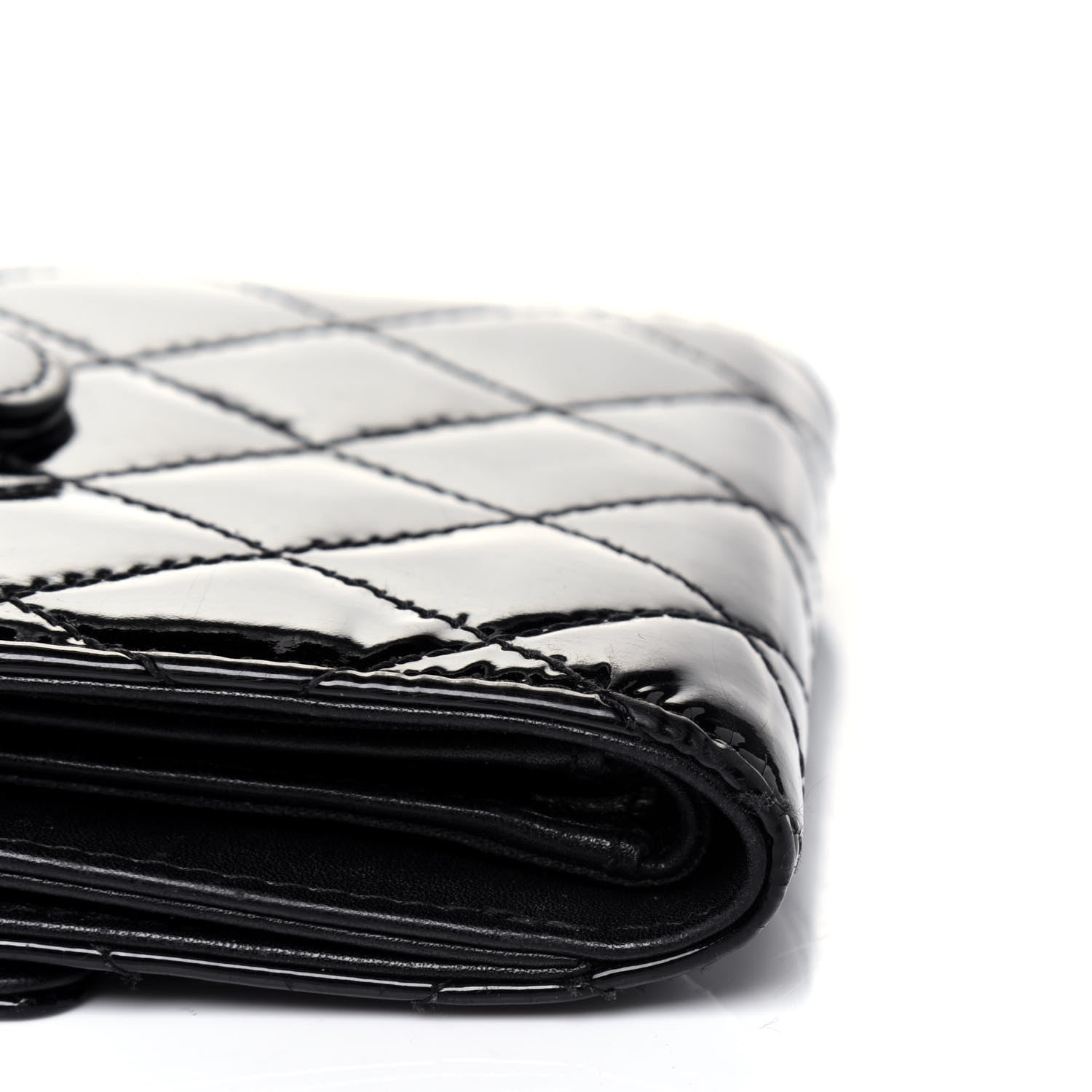 Chanel Patent Quilted Brilliant French Flap Wallet Black 14 of 17