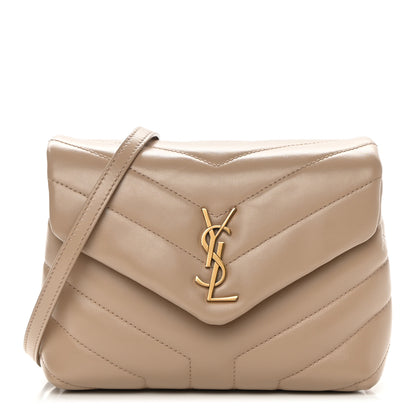Saint Laurent Calfskin Y Quilted Monogram Toy Loulou Crossbody Bag Latte 1 of 13