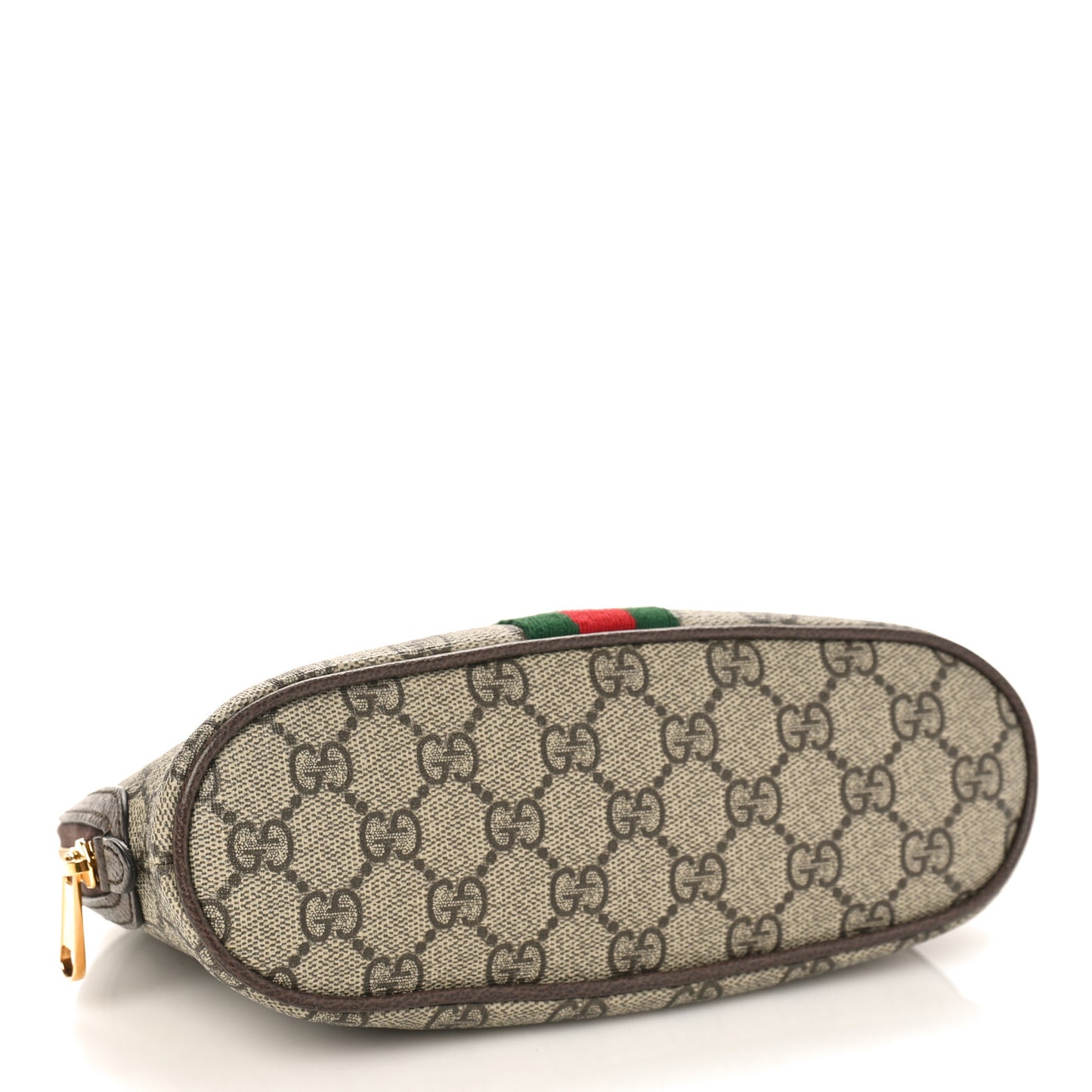 GG Supreme Monogram Textured Calfskin Web Large Ophidia Cosmetic Case Beige Ebony New Acero