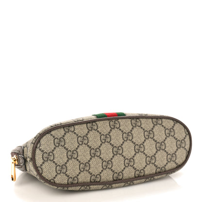 Gucci GG Supreme Monogram Textured Calfskin Web Large Ophidia Cosmetic Case Beige Ebony New Acero 4 of 8
