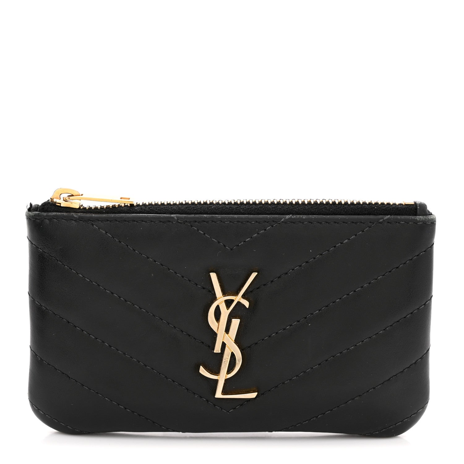Saint Laurent Calfskin Matelasse Monogram Key Pouch Black 1 of 8