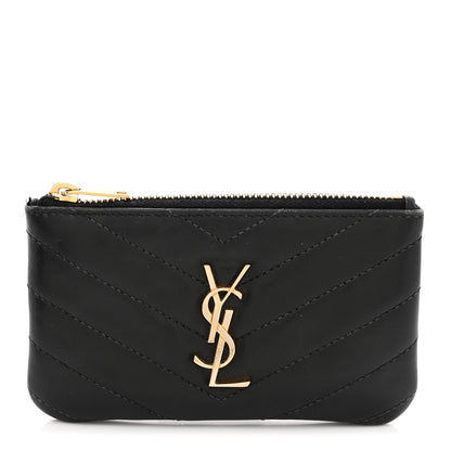 Saint Laurent Calfskin Matelasse Monogram Key Pouch Black 1 of 8