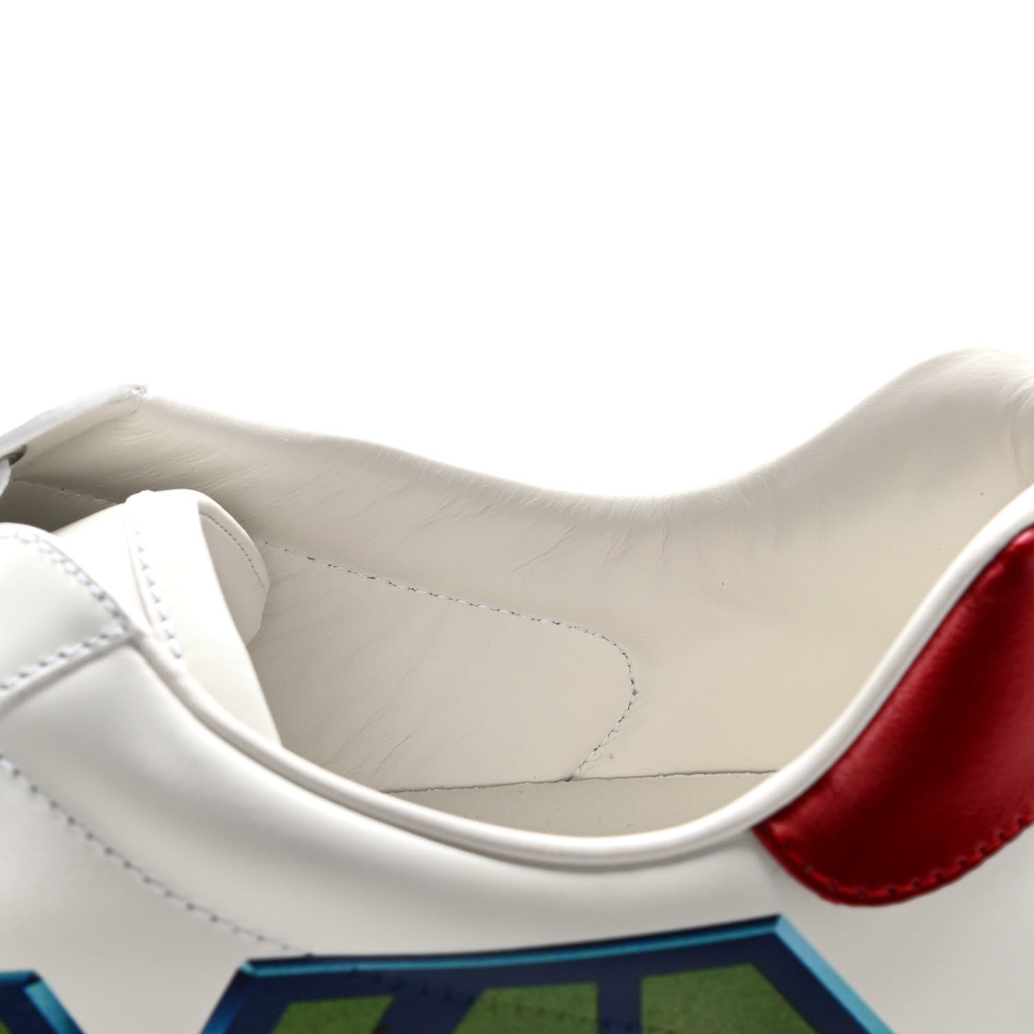 Gucci Calfskin Nappa LOVED Print Mens Ace Sneakers 9 White Red Flame Green 9 of 13
