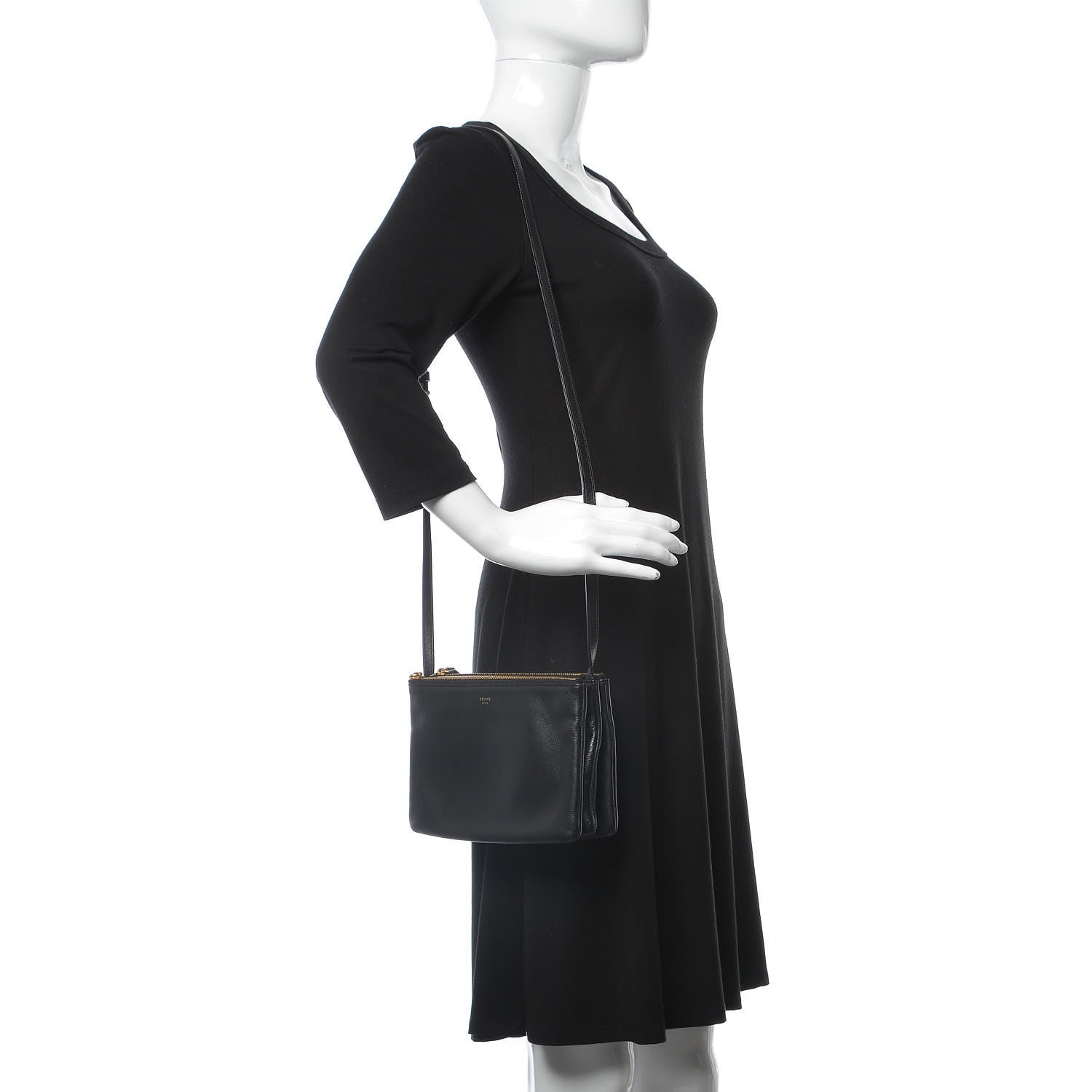 Celine Lambskin Small Trio Crossbody Bag Black 2 of 9