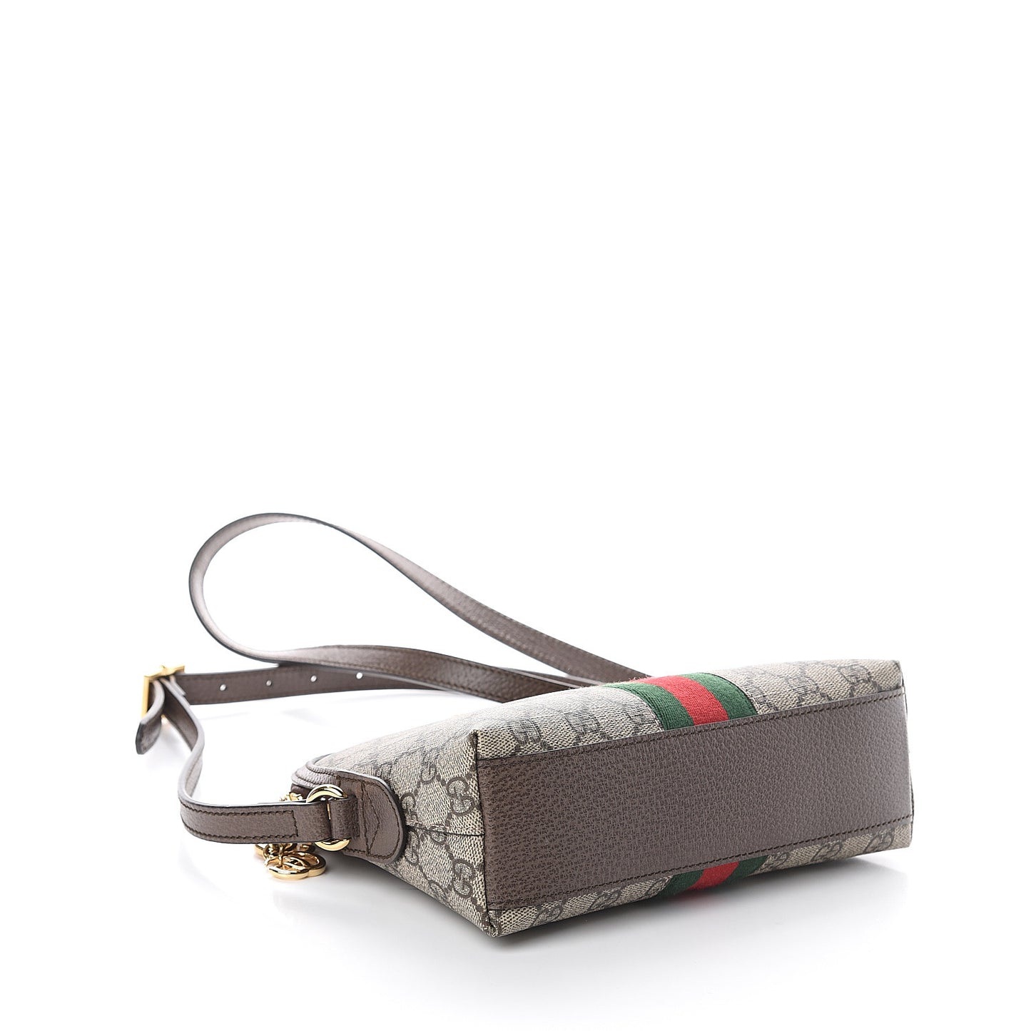 GG Supreme Monogram Textured Dollar Calfskin Web Small Ophidia Dome Shoulder Bag Beige Ebony New Acero