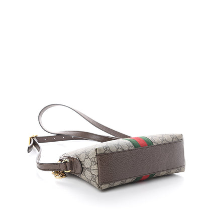 Gucci GG Supreme Monogram Textured Dollar Calfskin Web Small Ophidia Dome Shoulder Bag Beige Ebony New Acero 3 of 8