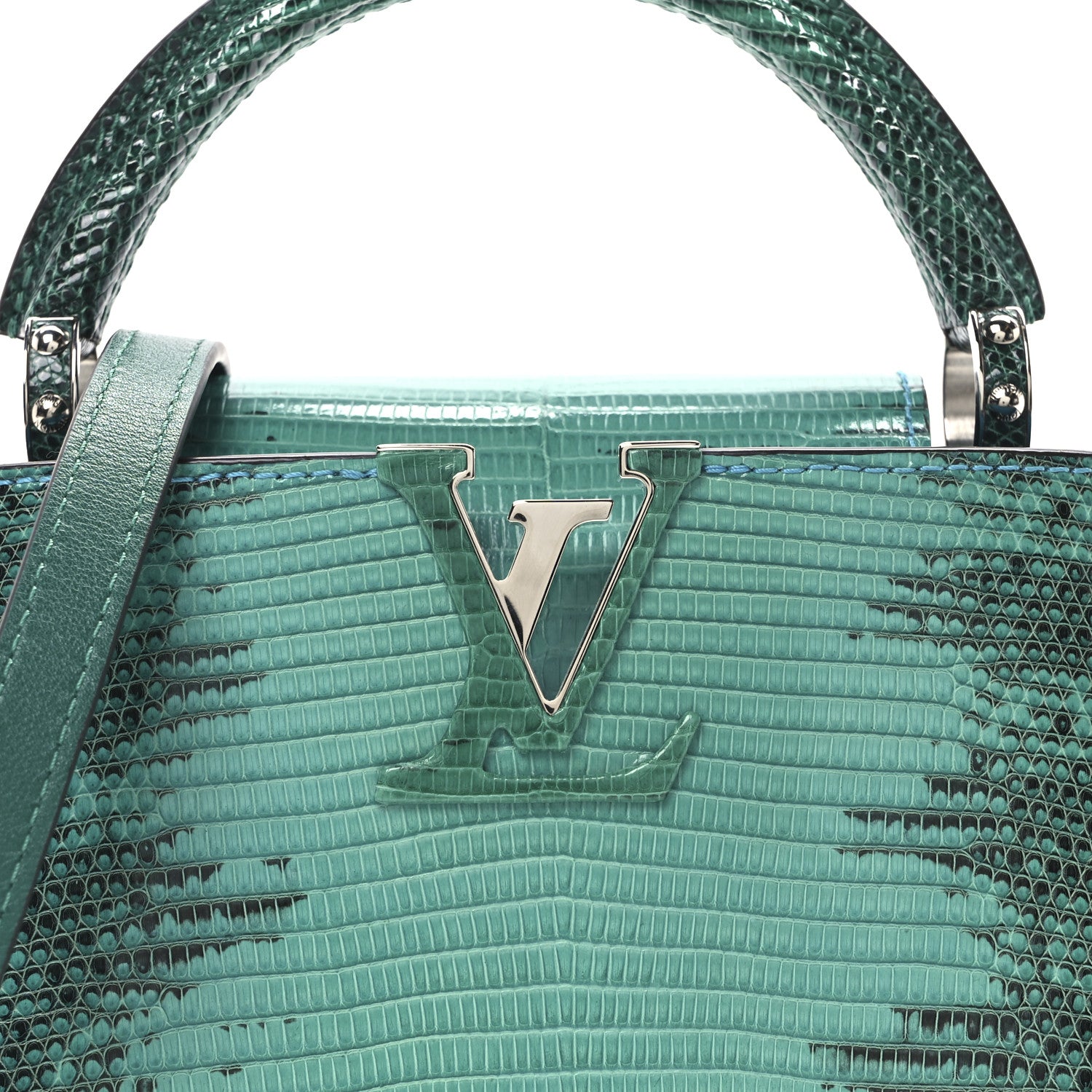 Louis Vuitton Lizard Capucines Mini Curacou Emeraude 7 of 10