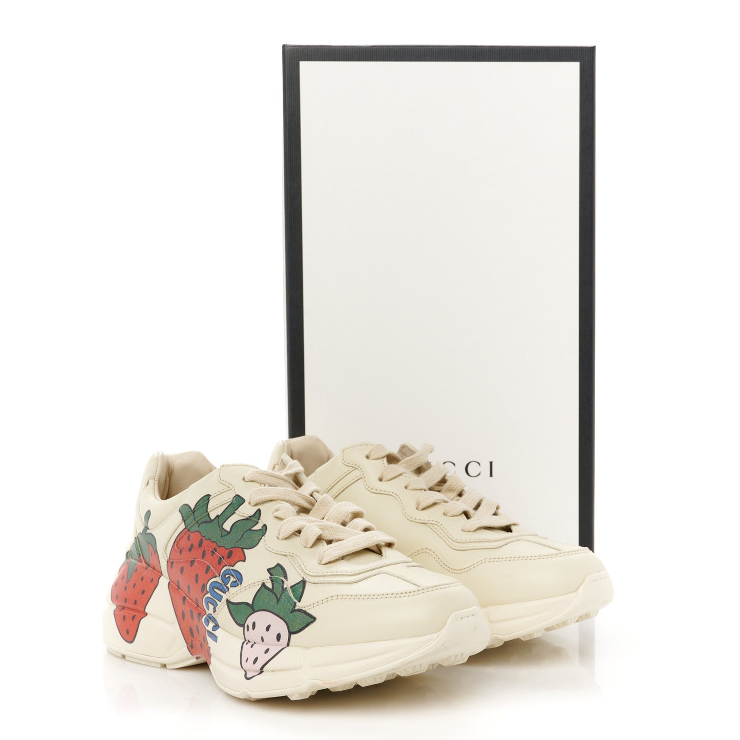 Apollo Calfskin Strawberry Womens Rhyton Sneakers 37.5 Ivory