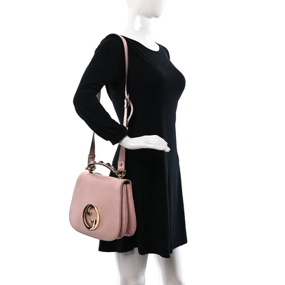 Gucci Roxy Calfskin Web Medium Blondie Top Handle Shoulder Flap Bag Powder Pink 2 of 13