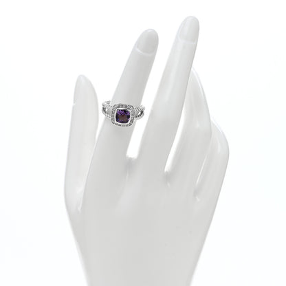 David Yurman Sterling Silver Diamond Amethyst 7mm Petite Albion Ring 52 6 2 of 4