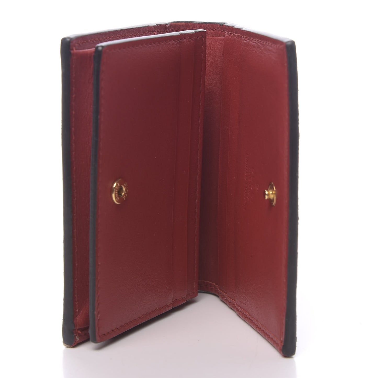 GG Supreme Monogram Bosco Patch Card Case Wallet Beige Malva Hibiscus Red