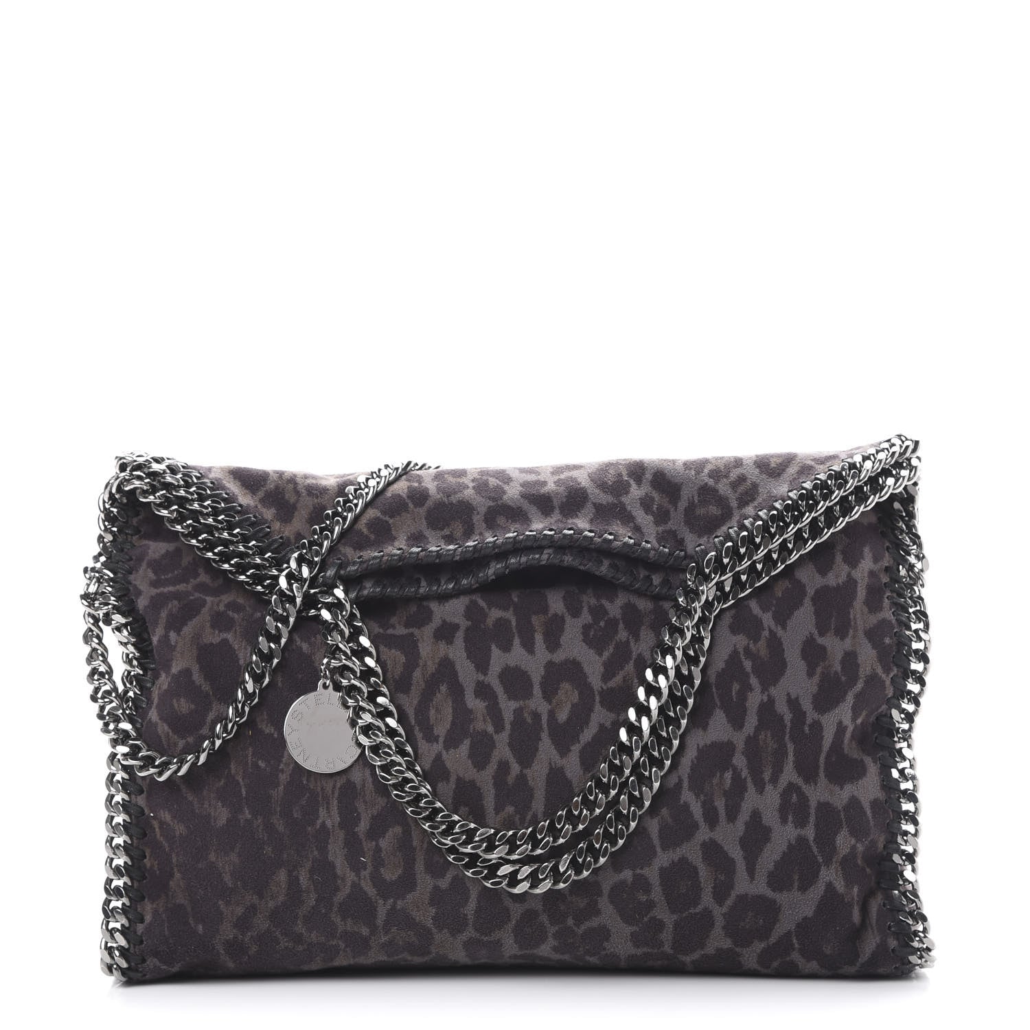 Stella McCartney Shaggy Deer Leopard Print Falabella Fold Over Tote Grey 1 of 11
