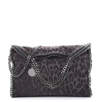 Stella McCartney Shaggy Deer Leopard Print Falabella Fold Over Tote Grey 1 of 11