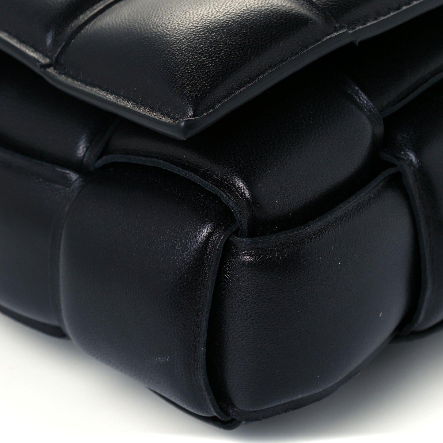 Lambskin Maxi Intreccio Padded Chain Cassette Crossbody Bag Black